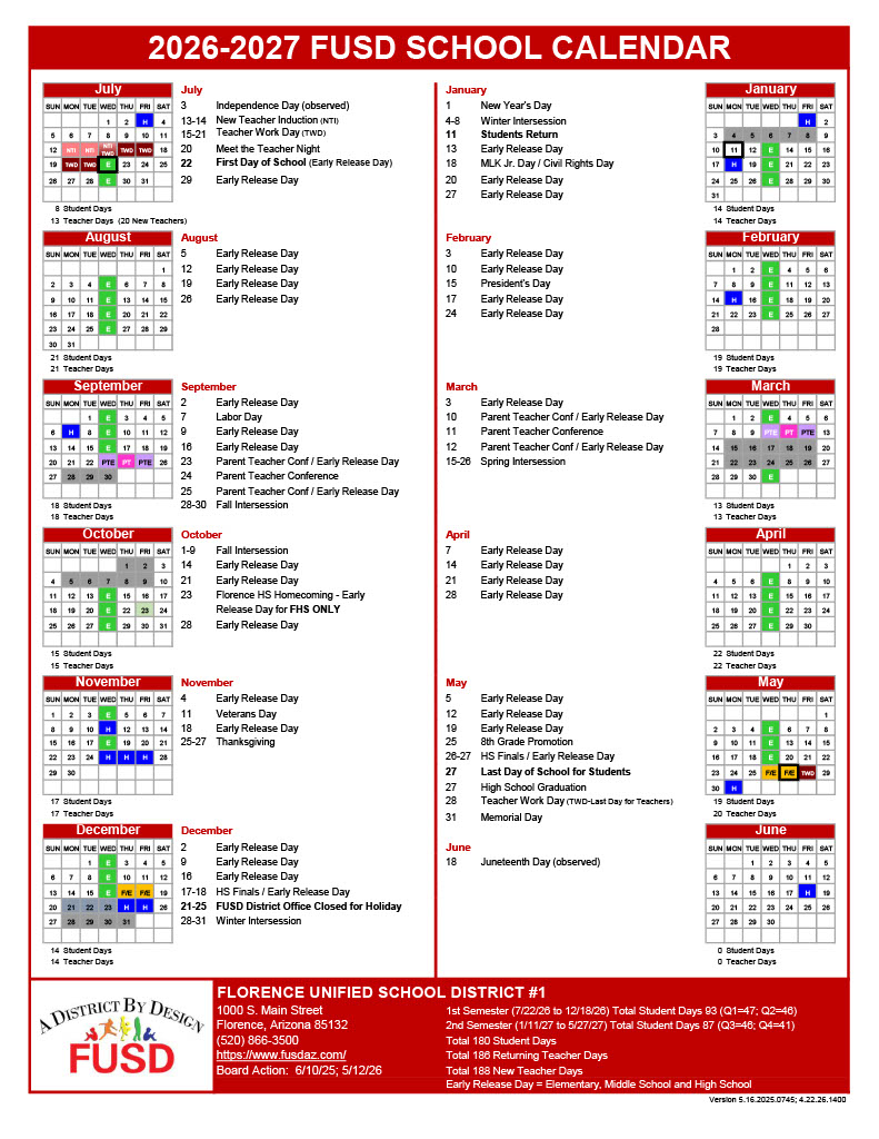 2026-2027 School Calendar